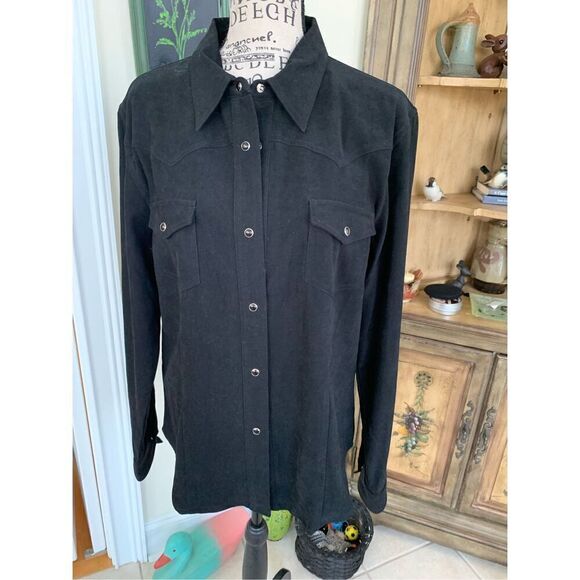 Five Star By Roper L Black Pearl Snap Up Top Western Long Sleeve Black with Blac - Picture 9 of 9
